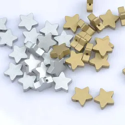 Gold and silver Color Natural Wooden Star Wooden Spacer Beads For Jewelry making DIY kids 19mm 20pcs MT1487X