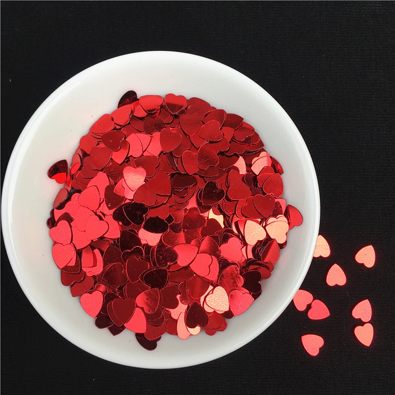 10g/Bag 6mm Love Heart Shape Sequins Paillettes for Nail Art manicure,Wedding Decoration Confetti,Kids Slime Diy Accessories