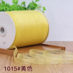 Chiffon (10 Meters/lot) 10 mm Yellow Organza Polyester Ribbon For DIY Wedding Party Decoration Webbing Crafts Gift Packing Belt