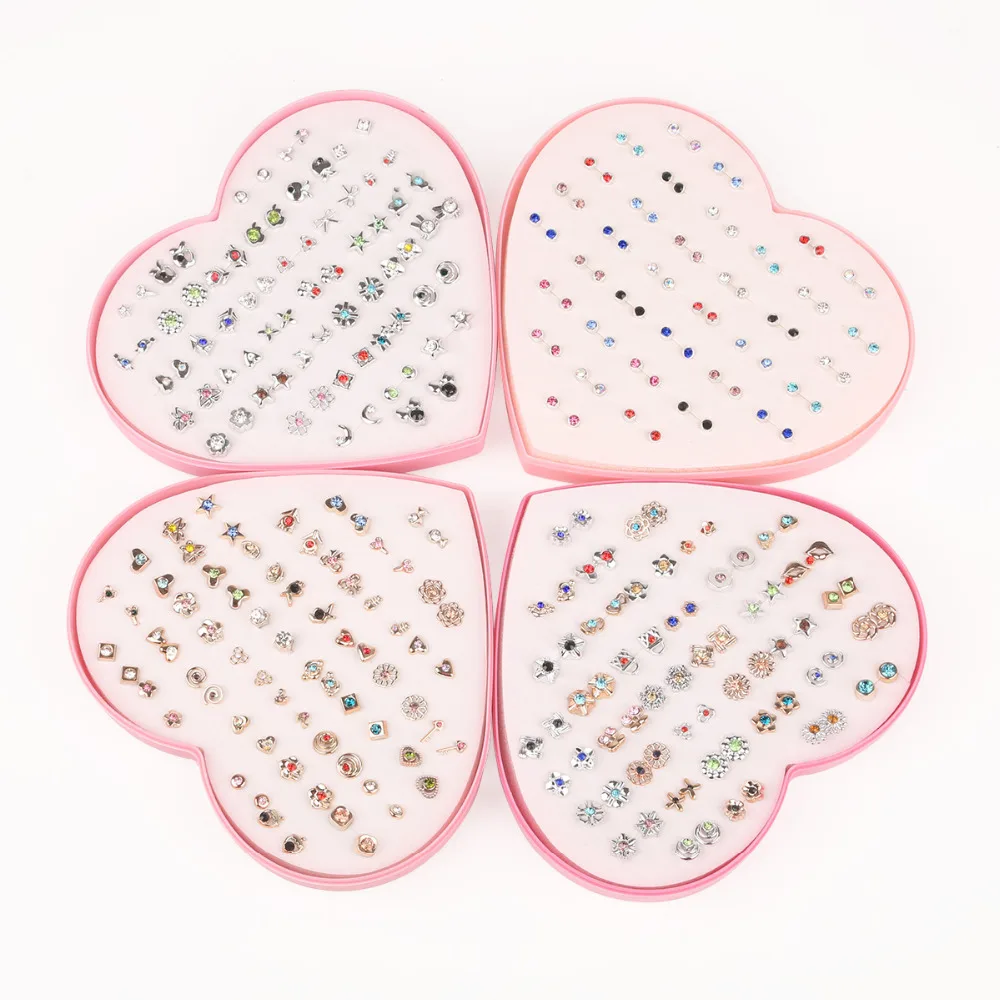 Multicolor Cryatal 36 Pairs Cartoon Hypoallergenic Plastic Stud Earrings Set For Women Girl Wedding Christmas Gifts Jewelry