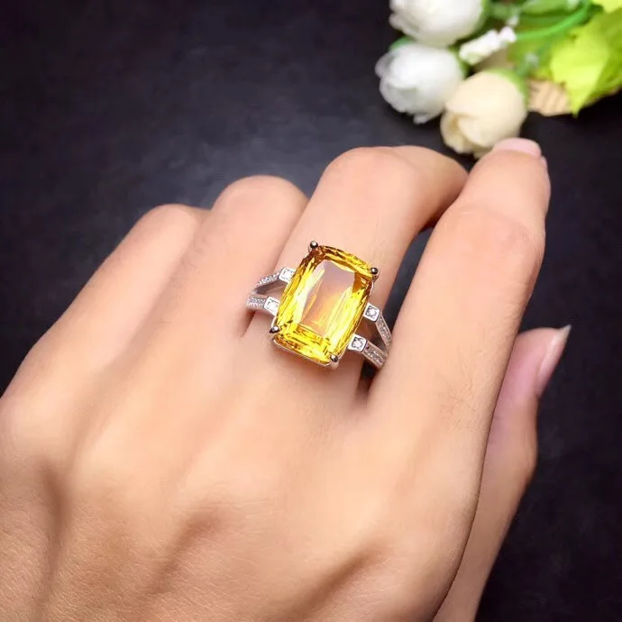 

Natural citrine ring, 8 carat gems, beautiful colors, novelty grinding process, 925 silver