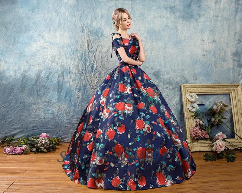 Robe De bal longue à imprimé Quinceanera, épaules dénudées, mascarade, robe De bal, nouvelle collection 2019