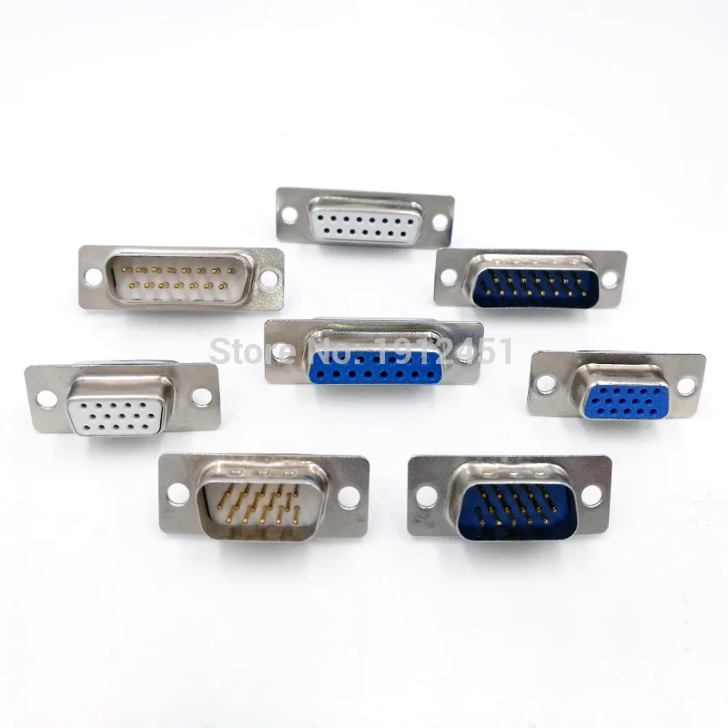 10PCS DB15 data cable connector plug VGA Plug connector 2/3 row 15pin  female Male port socket adapter D type DP15