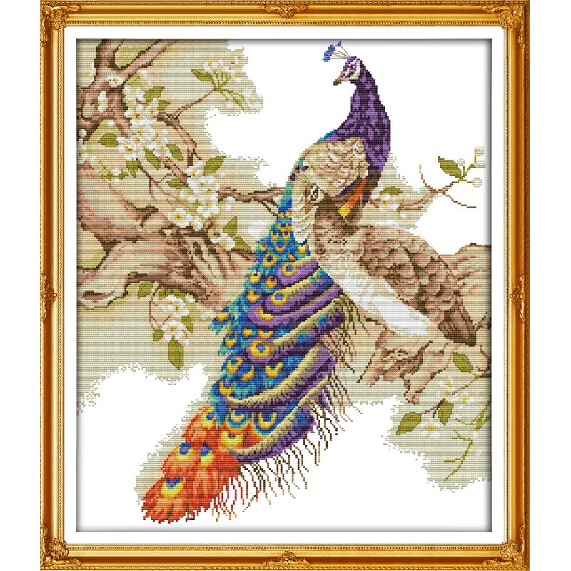 Joy Sunday Peacock series DMC Counted Cross Stitch DIY Handwork 14CT 11CT For Embroidery Home Decor NKF Cross-stitching