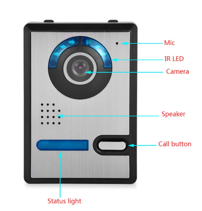 7 Inch Aluminum alloy Wired  Intercom Video Door Phone