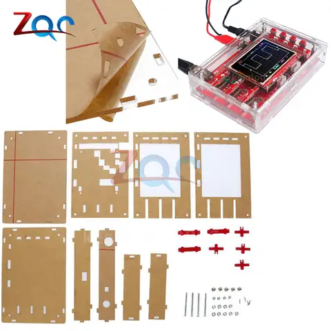 Assembled 2.4" TFT LCD Digital Display Oscilloscope with Alligator Clip Probe Wire Acrylic DIY Case Cover Shell for DSO138