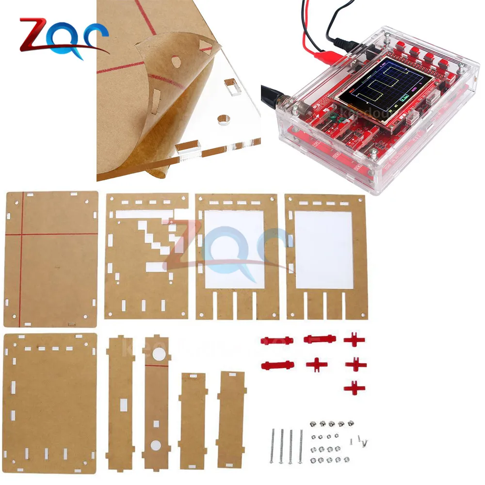 Osciloscópio com Tela Lcd Tft de 2.4 Polegadas Montado com Clipe de Jacaré Fio de Sonda Acrílico Faça Você Mesmo Capa Escudo para Dso138