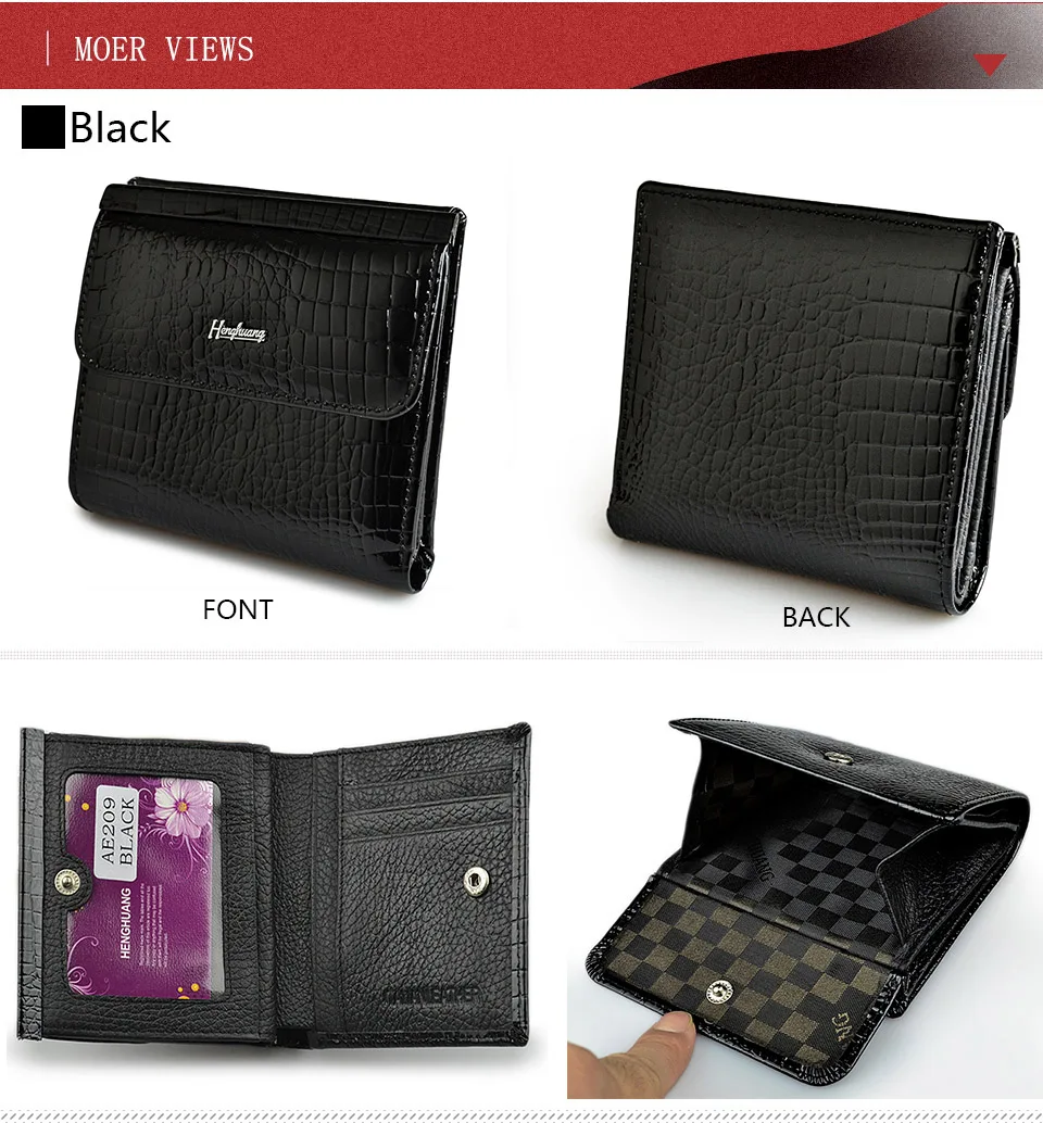 HH Echtem Leder frauen Brieftasche Mini Brieftaschen Frauen Kurze Kupplung Luxus Weibliche Geldbörse der Dame Geldbörsen – Detail 18