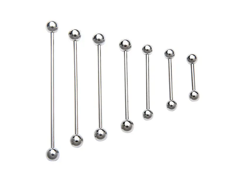 Lot 50pcs 16g Surgical Steel Tongue/Nipple/Ear Industrial Ear Scaffold Straight Barbells Body Jewelry Pick Sizes