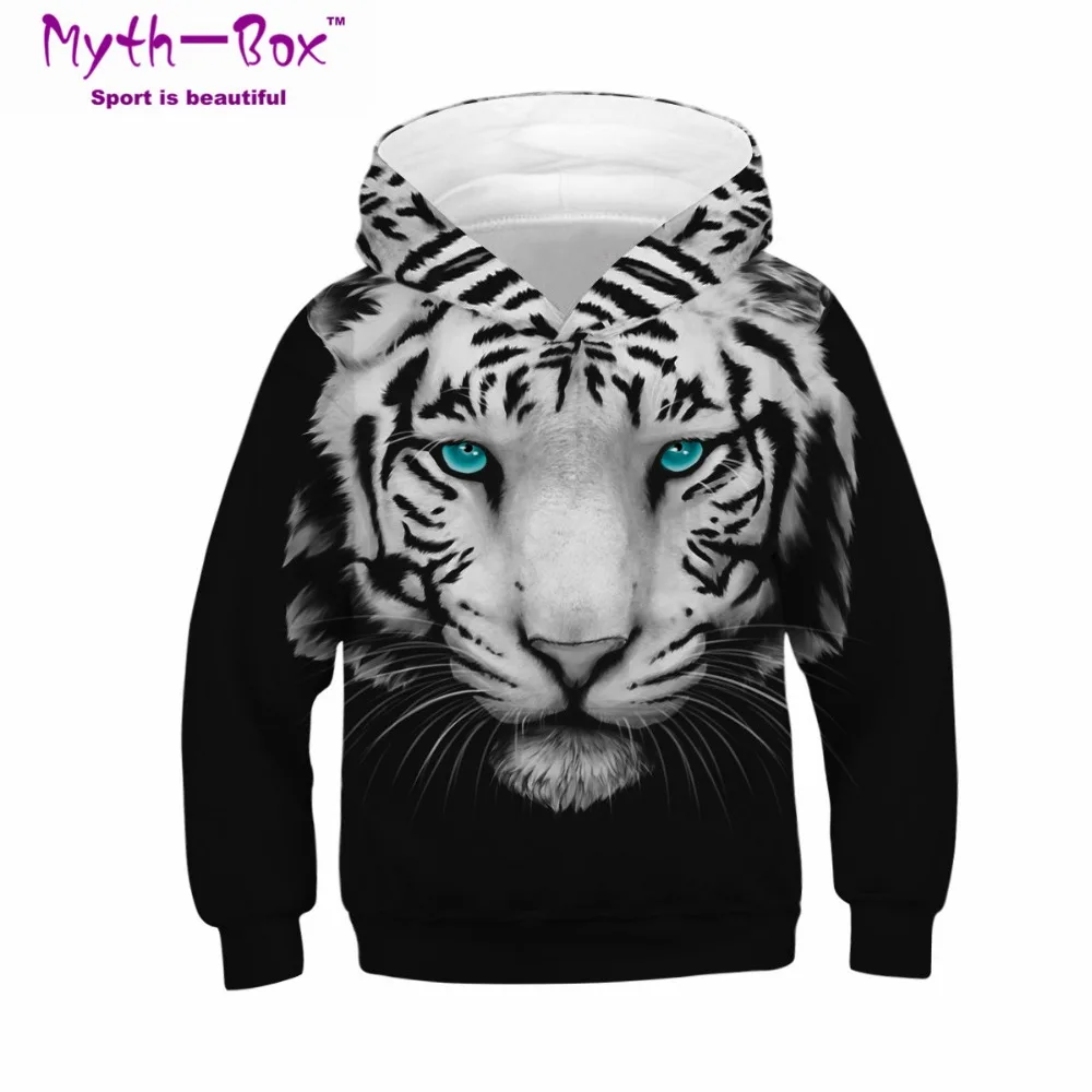 Winter Children's Sport Hoodies Animal Tiger 3D Print Kids Sweatshirts Junior Tops Child Pullover 4-13y Boy/Girl Hooded Sweaters