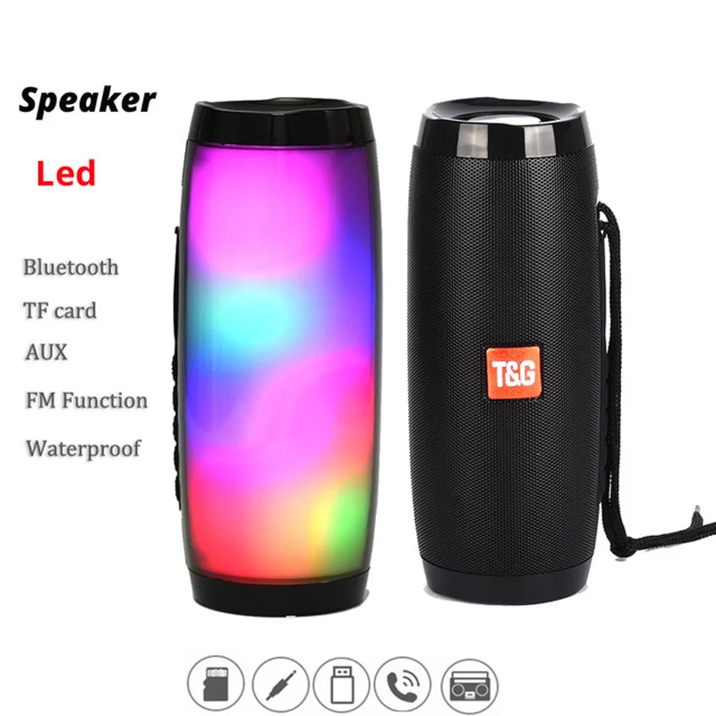 Outdoor Bluetooth Speaker Portable LED Light Soundbox Column Wireless Subwoofer FM Radio Soundbar HiFi Stereo Card Music Center