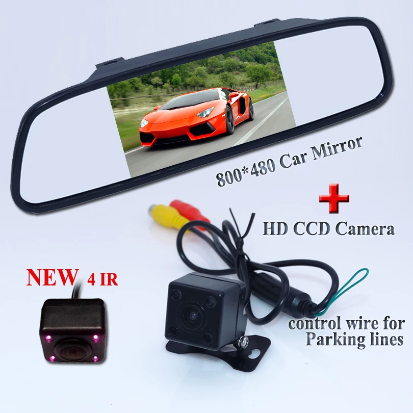 

5" car parking mirror +IR light waterproof IP 69K car rear view camera fit into all cars as for Audi for Ferrari and the like