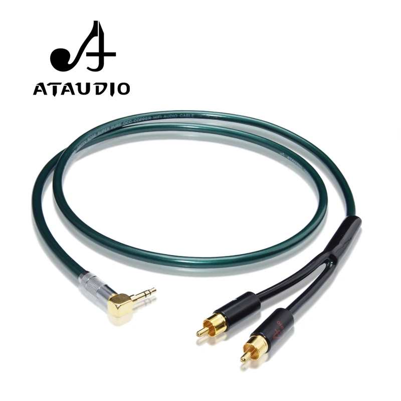 ATAUDIO Hifi 3.5mm do 2RCA Y Splitter stereofoniczny kabel audio HiFi do audiofilów podłącz telefon MP3 CD PC do wzmacniacza