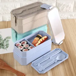 TUUTH Cute Lunch Box Double Layer Bento Box Microwave Heating Kids Snack Box Portable Dinne Food Picnic Food Container Box