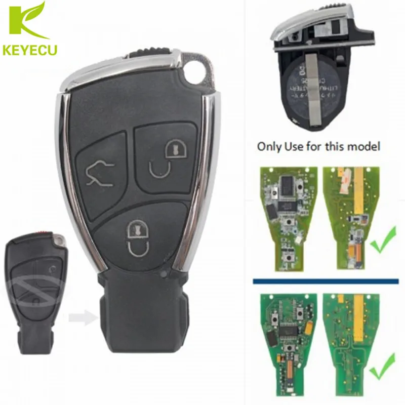 KEYECU 3Button Modified Smart Remote Key Shell Case Fob for Mercedes-Benz CLS C E S