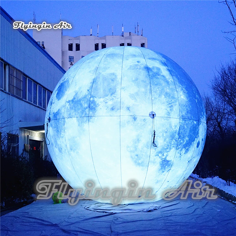 Giant Lighting Inflatable Moon Satellite Personalized Blue LED Planet Model Balloon For Nightclub Party Decoration