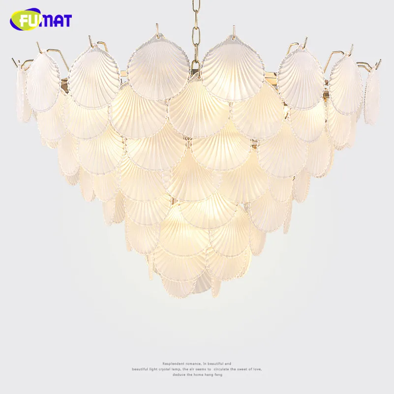 

FUMAT Modern Nordic Style Creative Glass Shell K9 Crystal Stainess Steel LED Pendant Lighting Luxury Lamp For Dining Room Foyer