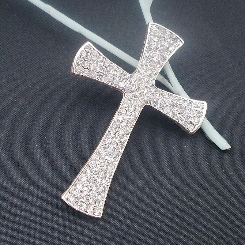 Fashion Brooches Clear Crystal Rhinestone Cross Costume Brooch Pin Pendant Exquisite Jewelry Champagne Golden, Item NO.: BH7665