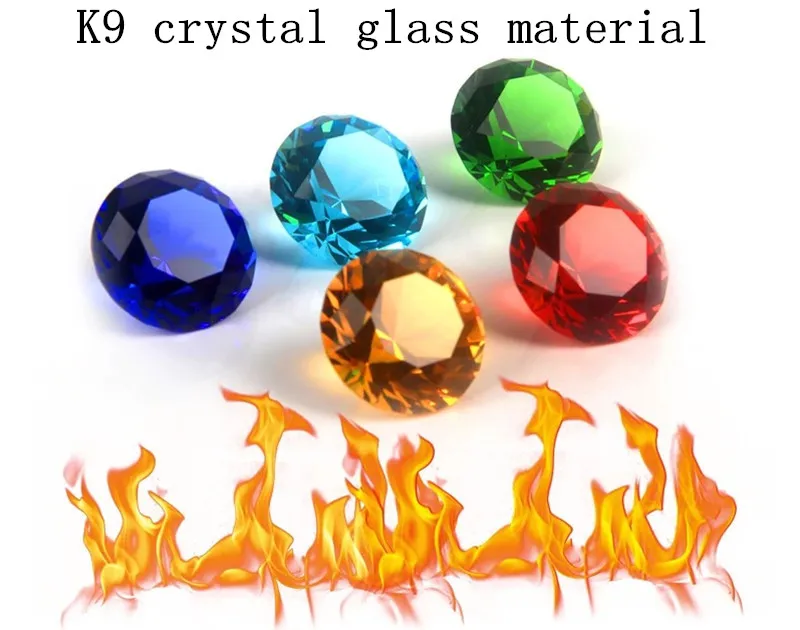 40mm 1pcs color Clear Crystal Diamond Cut Glass Jewelry Crystal Paperweight Wedding Decoration Home Glass Diamond child gift