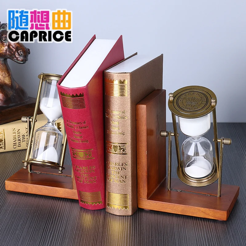 Book book shelf hourglass creative complex classical round wood rotating European Home Furnishing decoration decoration