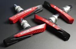 2 PAIRS 4 PADS V BRAKE PADS SHOES MTB 72MM SUIT FOR SHIMANO SRAM AVID RED NO DAMAGE RIMS NEW AQUA-GUIDE DESIGN