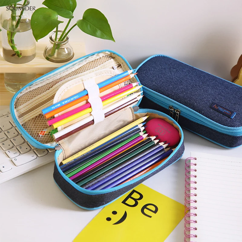 Estuche de lápices de gran capacidad, bolsa de almacenamiento Kawaii, estuches creativos para estudiantes de escuela, estuche grande para bolígrafos
