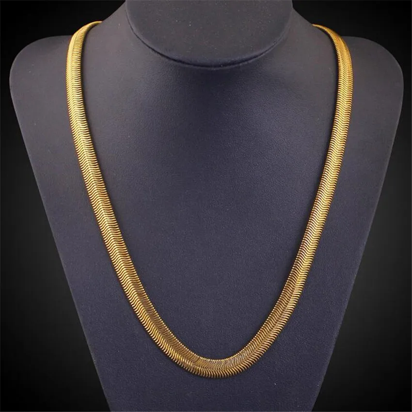 Gold Chain Rough Necklace Hot Long Necklace Fashion Jewelry 18 K 6MM 50cm 20inch Men Chain Necklace Wholesale