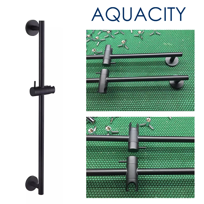 

Free shipping Round Brass Shower Sliding Bar Sliding Rail Black Finish shower head holder Bathroom Bar shower bar