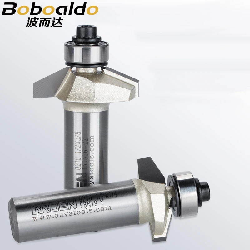 Brocas de chaflán con rodamiento de bolas CNC, 1/4, 1/2 vástago, 25 grados, para madera, doble borde, 1 unidad