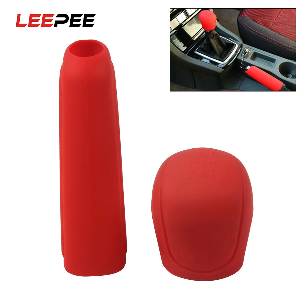 Gear Head Shift knob Cover Car Hand Brake Covers Handbrake Grips Gear Shift Collars Durable Silicone Interior Accessories