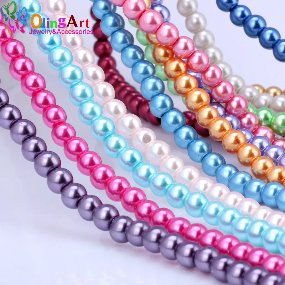 OlingArt 10MM 20pcs/lot Glass Beads Round Imitation Pearl Bracelet DIY Earrings Charms Necklace for Jewelry Making