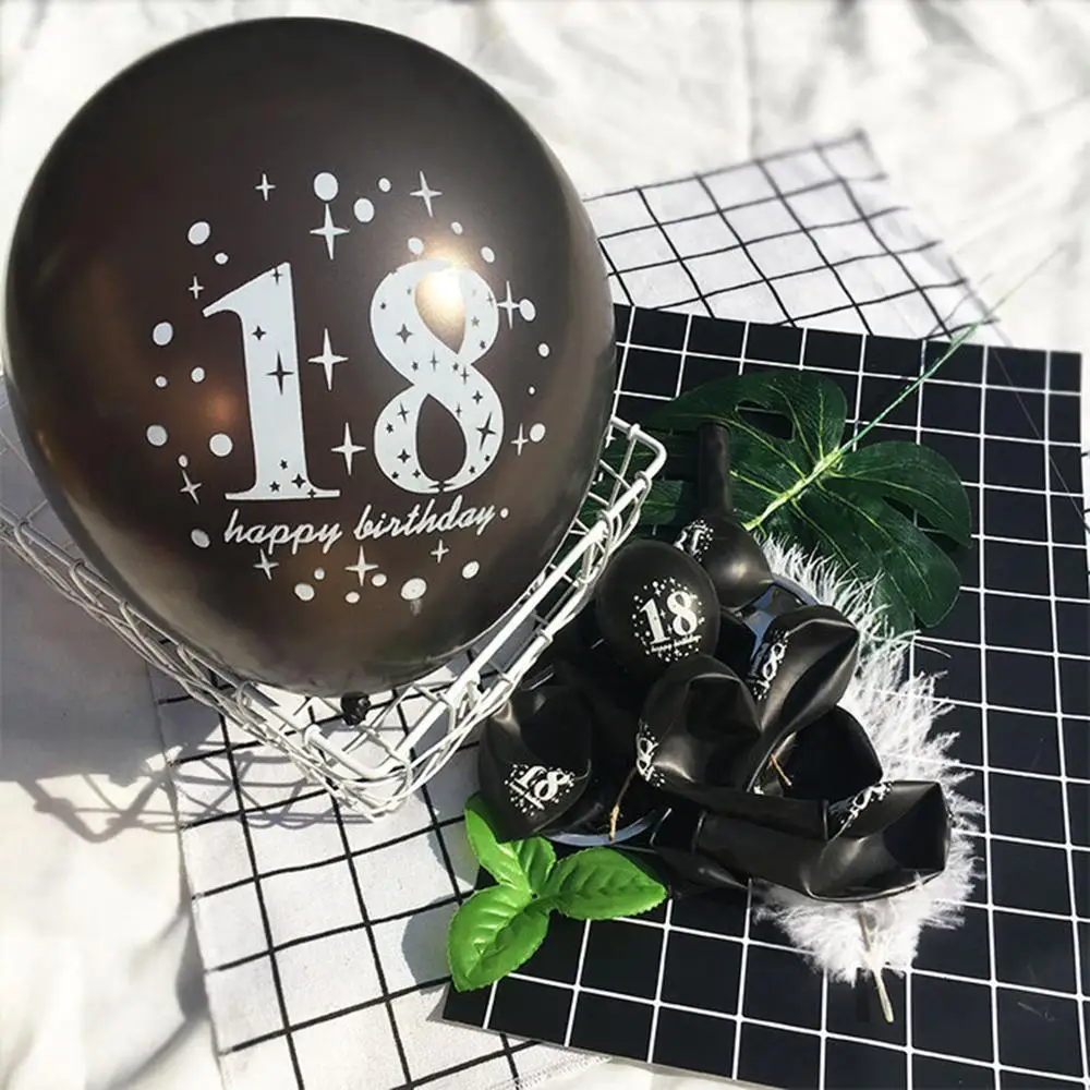 5pcs/lot Birthday balloon writting number 16 18 30 40 50 60 70 80 90 years old Birthday party digital ballon Latex Globos