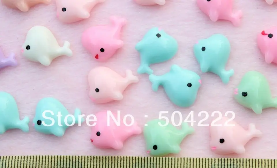 250pcs shiny little polished lovely Resin kawaii whale decoden cabochons 20mm hand paint little kawaii fish