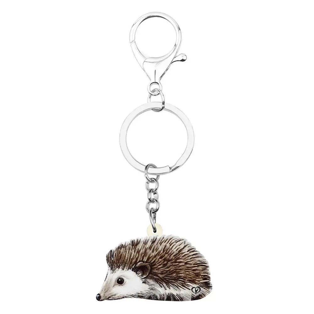 WEVENI Acrylic Cute Black Eyes Small Hedgehog Key Chains Key Ring Fashion Animal Jewelry For Women Girls Bag Car Charm Pendant