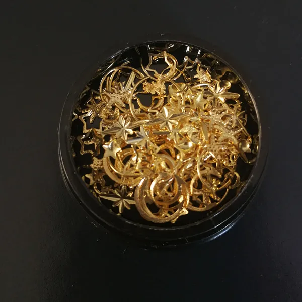 1 Box Moon Stars Nail Art Rivets Stud Multi Mental Decals diy Tips Manicure Charms UV Gel  3D Nail Decorations Perfect Nailart