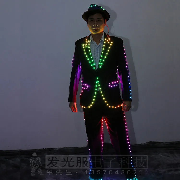 

New LED light suit multi colors lighting clothing for stage dance ballroom night club show costume wear suit