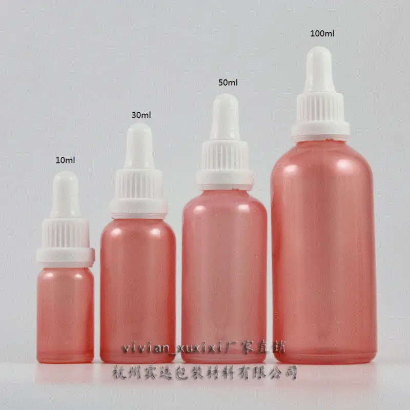 

30pcs 10ml pink Glass Essential Oil Bottle With white plastic dropper cap, 10ml glass dropper pink Essential Oil Container