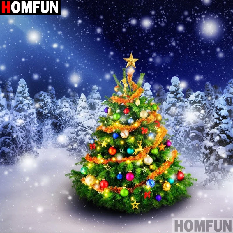 

HOMFUN Full Square/Round Drill 5D DIY Diamond Painting "Christmas tree" 3D Embroidery Cross Stitch 5D Decor Gift A15267