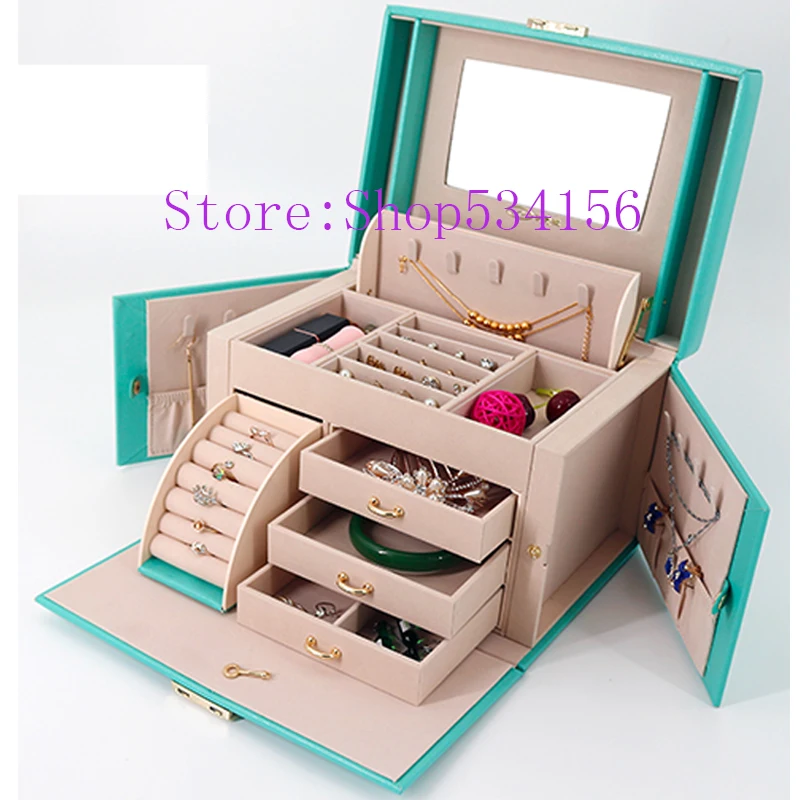 

(Updated version)luxury Practical leather jewelry box casket earrings necklace pendant jewelry display gift packaging box