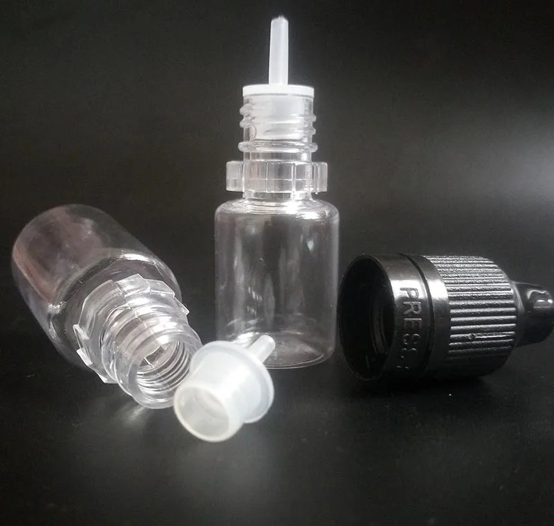 

5ml dropper Bottle With Tamper Evident Childproof Cap With Long Thin Tip Clear Liquid oil Bottle Plastic Bottles for E Cigarette