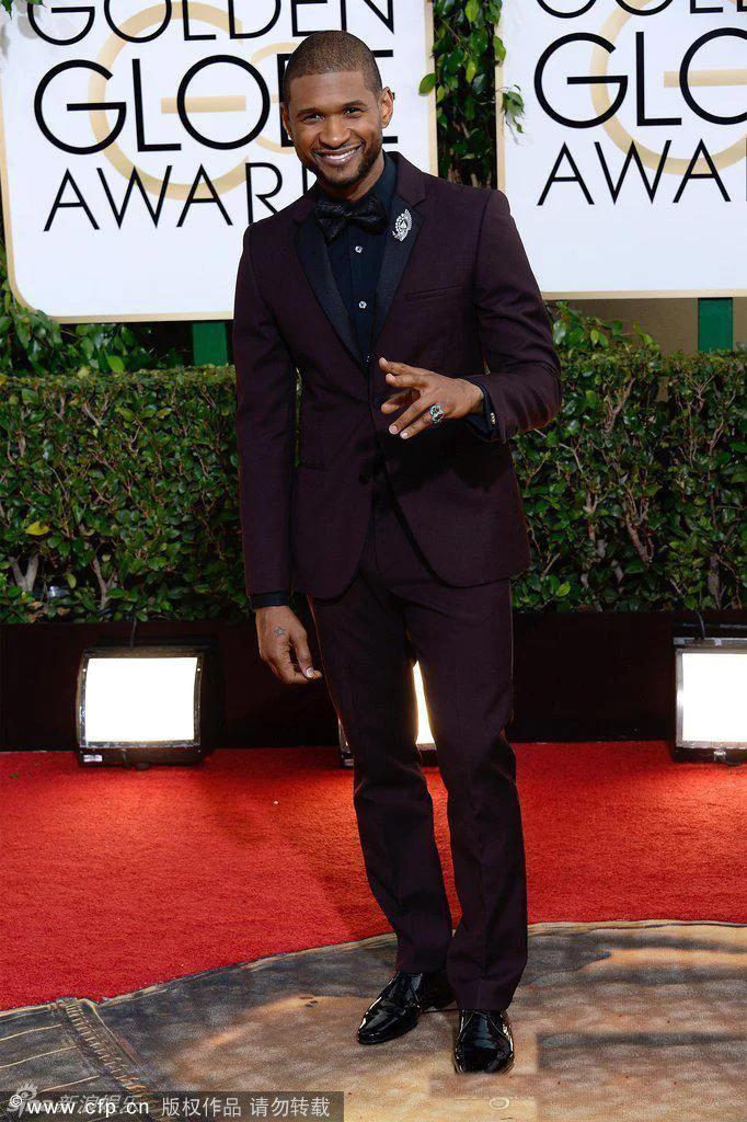 

New Arrive Wine red Groom Tuxedos 71st Golden Globe Awards Groomsmen Men Wedding Suits (Jacket+Pants+Tie+Vest)