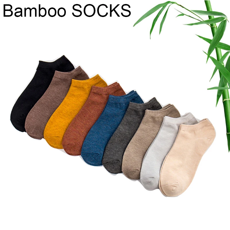 Summer High Quality Cool Men\'s Bamboo Fiber Socks Thin Short Socks Harajuku Solid Color Men Women Socks 10 Pairs/Lot Size US 7-9