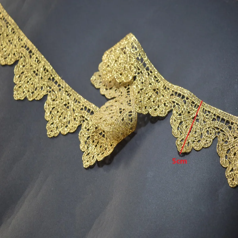 2YARDS,5YDS,10YDS/LOT Wedding Dress Beaded Lace Applique Gold Thread Embroidery Lace Accessories Trim 2018011401 SOMELACE