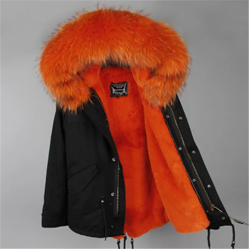 

brand 2020 Khaki green winter jacket coat women parka real fur coat natural big raccoon fur collar warm thick soft liner
