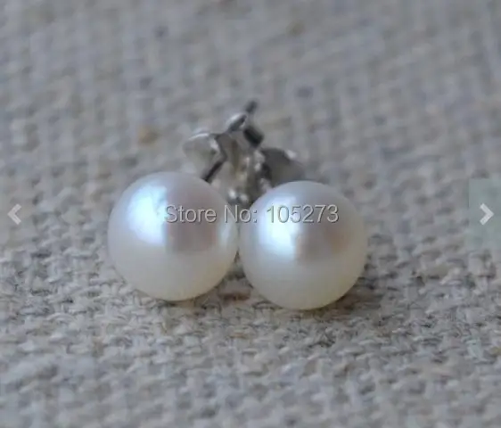 Perfect Pearl Earrings AAA 7-7.5MM White Color Freshwater Pearl Earring Stud S925 Sterling Silvers Jewelry Free Shipping