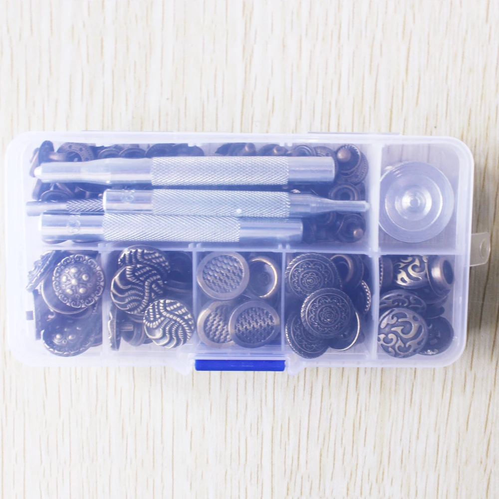 Bronzo mix desgin con bottone a pressione set di 5 di disegno con lo strumento 633 201 artigianale in pelle accessori di cucito