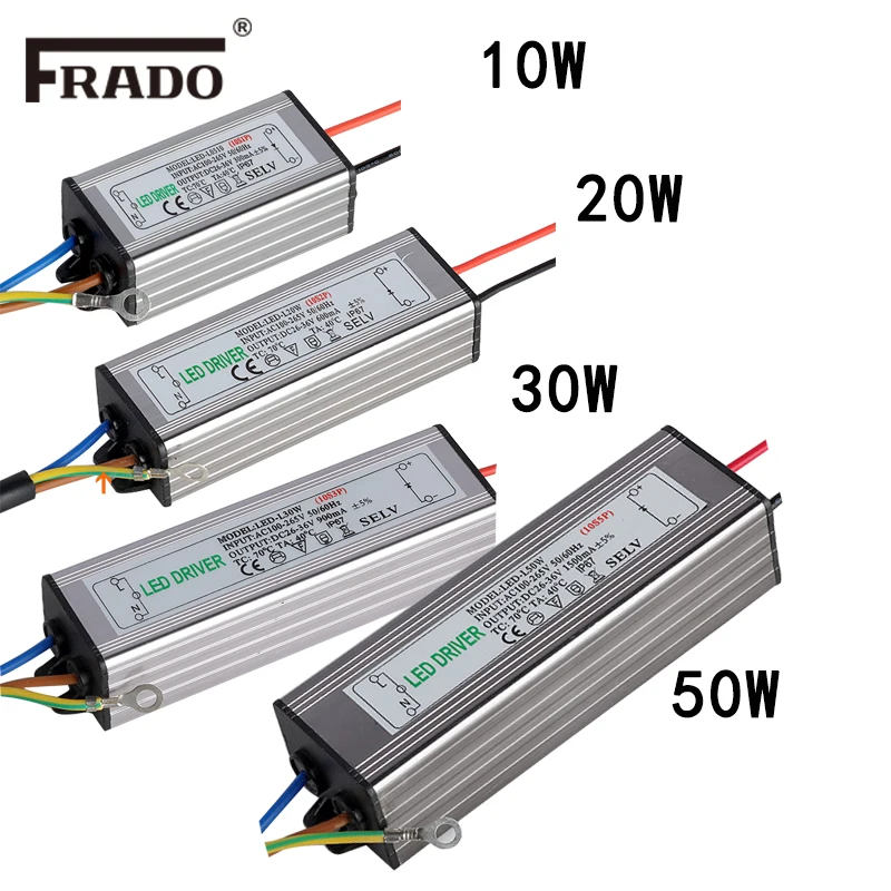 LED Driver 10W 20W 30W 50W 70W Convert AC85-265V To DC22-38V No Flicker LED Driver DIY For Flood Light Spotlight IP67 Waterproof