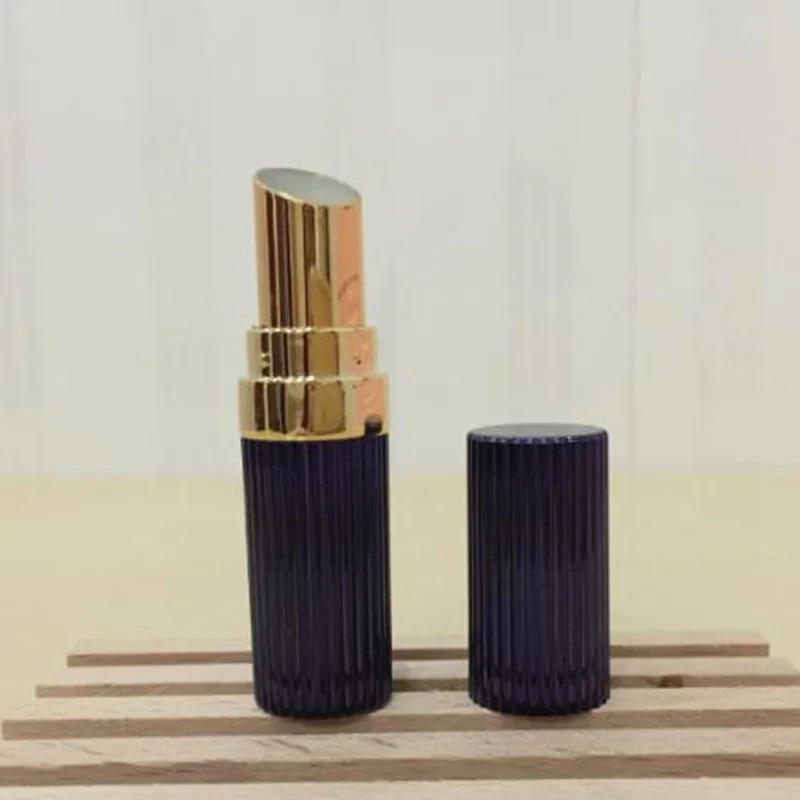 

11.1mm Empty Dark Blue Lip Balm Tube,Round Blue Stripe Container for Cosmetic Packing,High-end Blue Lipstick tube F20172595