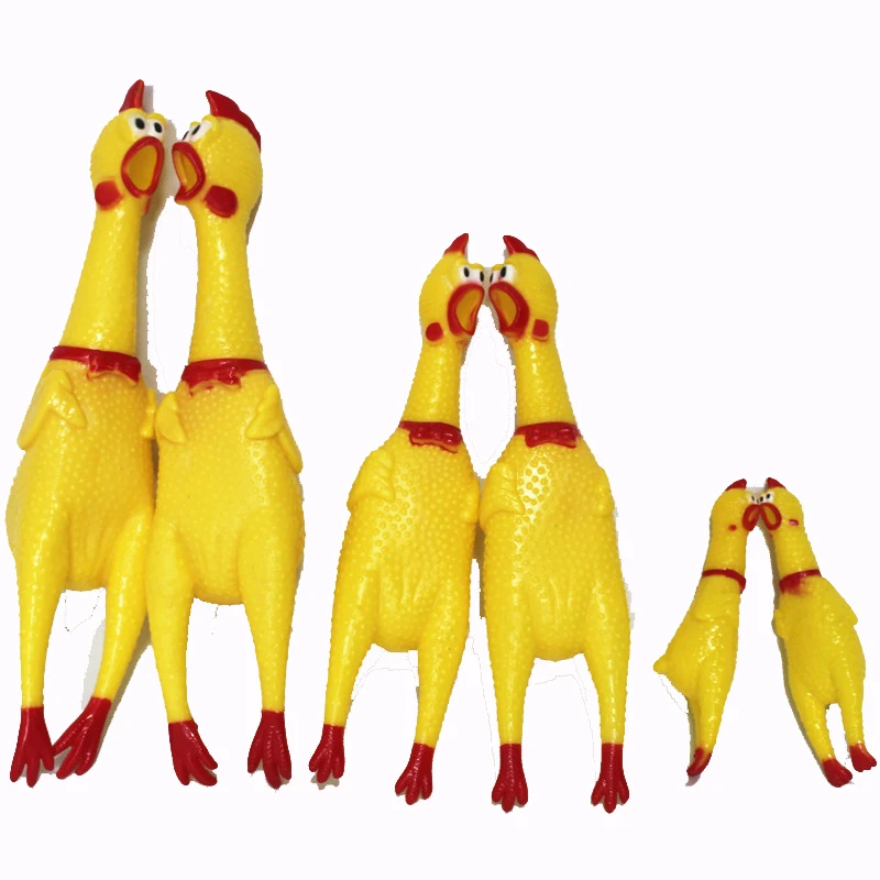 Funny Cartoon Rubber Screaming Chicken Big Dog Puppy Interactive Chewing Dog Toy Cleaning Teeth Dog Excited Pet Squeaker Toys