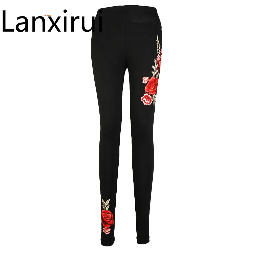 Lanxirui Nuova Klasik Di Delle Calzamaglia Delle Ghette Fiore Ricamato Donne Pantaloni Di Fitness Di Legging Oct26